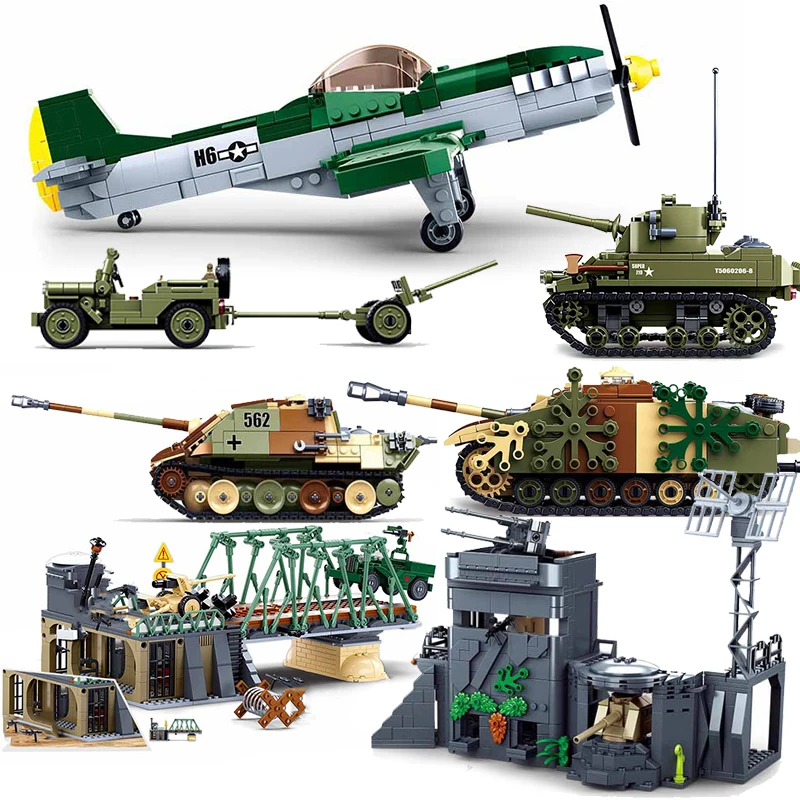 Zostávajúce pristátie Normandy UK USA Nemecko Armáda Súpravy stavebných blokov tehly Hračky z druhej svetovej vojny 2 Vojenské vozidlo Pershing Panther tanky