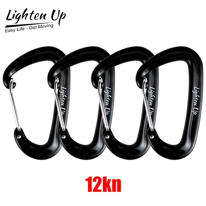 Zosvetlite 4ks 12kn ťažké karabíny Carabiner Carabiner oceľový jarný klip Hammock lezec