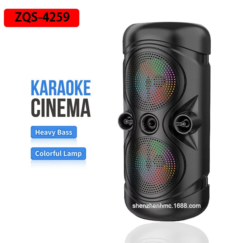 ZQS-4259 Prenosný bezdrôtový reproduktor Bluetooth Outdoor Home Bass High Kvalitný LED svetlo reproduktor s reproduktorom Radio/USB/TF Card/MIC