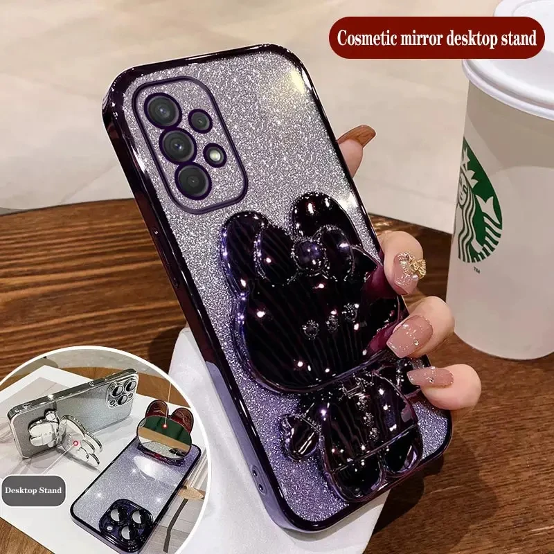 Zrkadlový držiak na držiak na gradient Gradient pre Samsung Galaxy A53 A13 A23 A33 A73 A12 A22 A32 A52 A52S A72 4G 5G Stand Cover Cover
