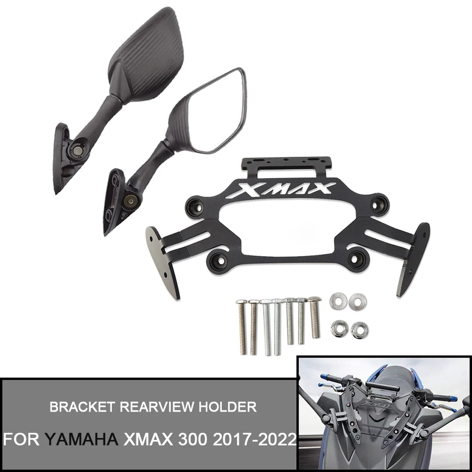 Zrkadlá spätného pre motocykel pre Yamaha Xmax 300 2017-2022 2021 spätný stojan GPS GPS zrkadlá predné pevné držiak na telefón