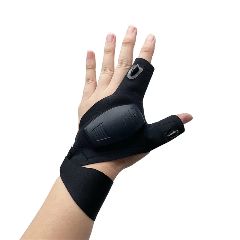 ZS-008 LED rybárske rybárske rukavice Half Finger Rukavice Športové osvetlenie Rybolové nabíjateľné rukavice Vodotesné vonkajšie ľahké rukavice