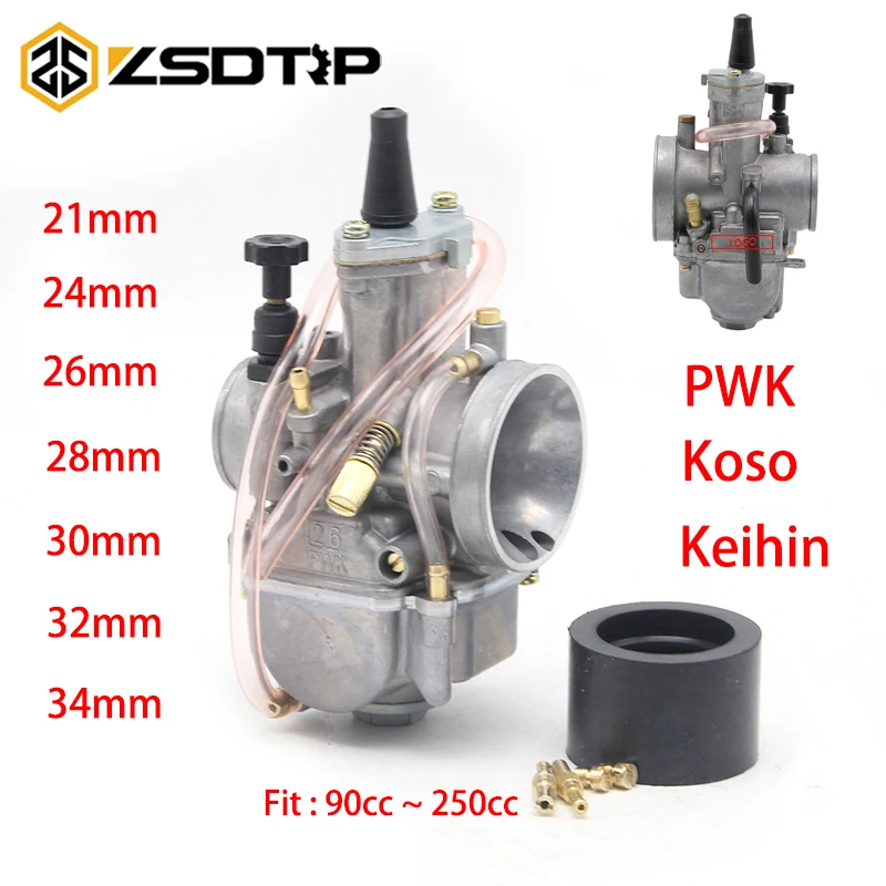 ZSDTRP 2T/4T MOTORY MOTORY KEIHIN PWK MOTORYCLE CARBURETOR CARBURADOR 21 24 26 28 30 32 34 mm s výkonovým prúdom