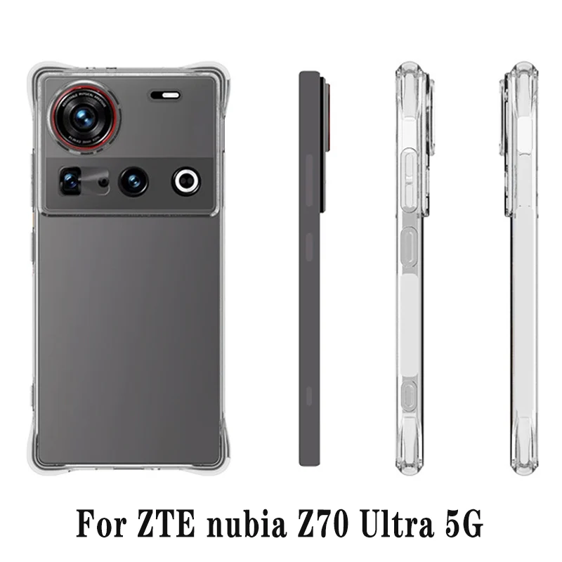 ZTE NUBIA Z70 ULTRA NX733J PASE CLEAR AIR CUSHION SOCPORPPOR Airbag Silikón TPU Zadný kryt Softvér pre Nubia Z70ultra NX736J