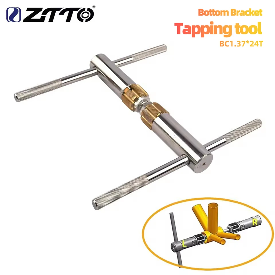 Ztto Bicycle Spodná držiak závit závit Tapping Tool Oceľ MTB Road BC 1.37x24 TPI Bicykel Rám BSA BB English Thread Tap Opravy súprava