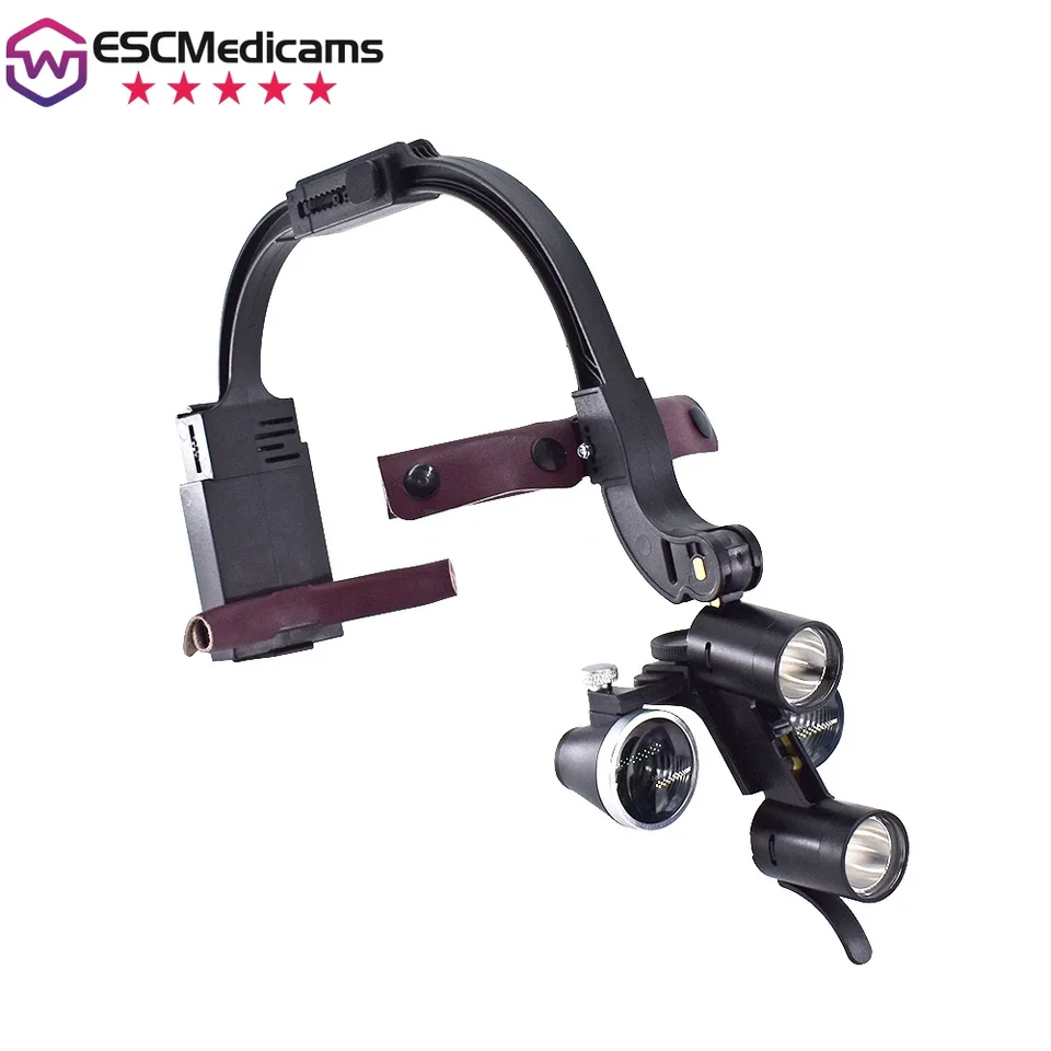 Zubné 5W LED svetlomet Binokulárne lupes zubný pásik zubný pás nastaviteľný držiak operácia Medical Binokulárne lupenie sklo