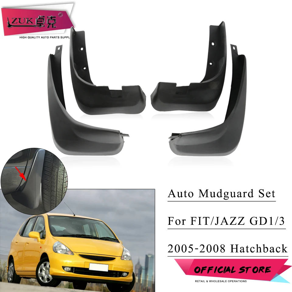 Zuk mlové klapky na bahno pre Honda Fit Jazz 2005 2006 2007 2008 GD1 GD3 1,3 1,5 MADFLAPS Splash Guards Mud Mud Mudguards Fender Fender