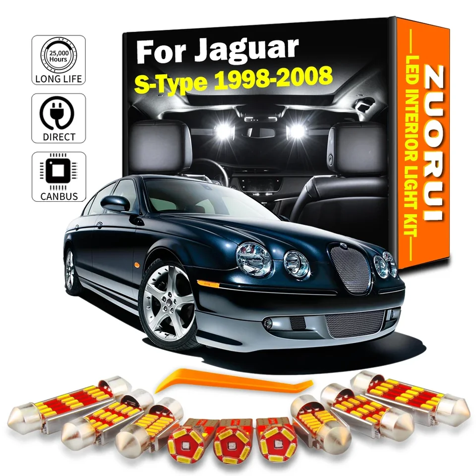 ZUORUI 10PCS CANBUS AUTOM LED interiérová mapa DOME SVETLA SIGHT PRE JAGUAR S-TYPE 1998-2004 2005 2006 2007 2008 2008 LIMP LED žiarovky