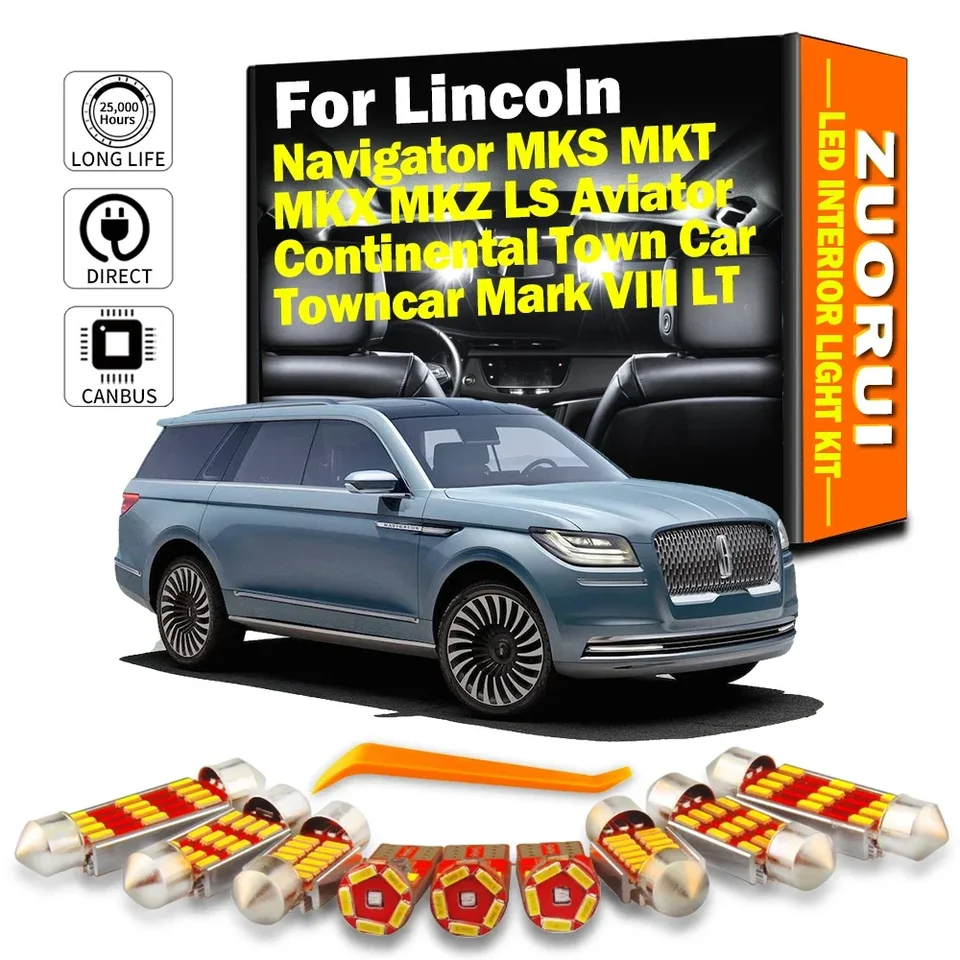 Zuorui pre Lincoln Navigator MKS MKX MKZ MKT LS Continental Town Car TownCar Mark VIII LT Aviator Canbus LED interiérová súprava LED