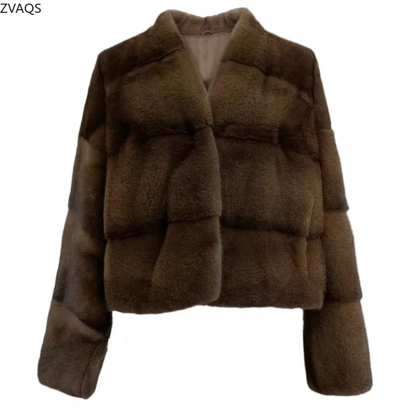 Zvaqs Natural Mink Fur Bunda Luxusná krátka kožušina Ženy Nové prílety bundy pre zimné módy Womans Clothing Fourrure 2024