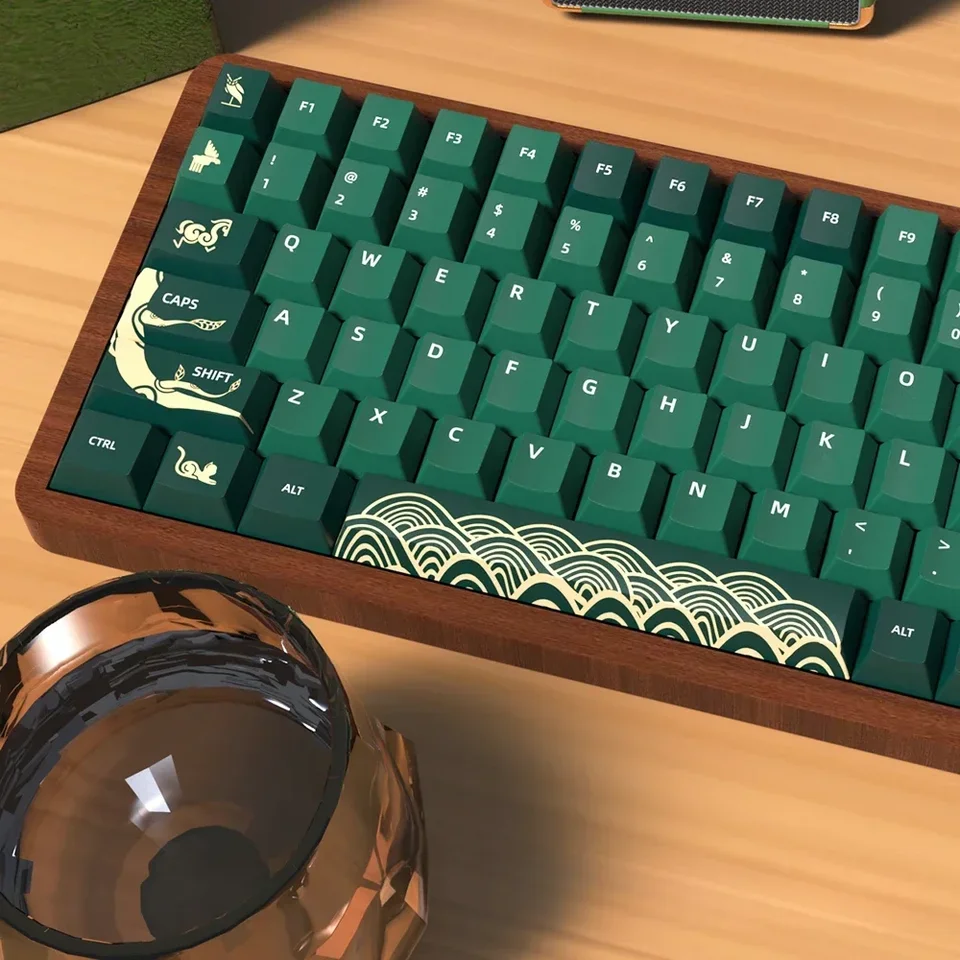 Zvieracie kríženie originálne keycap, zelená čiapka Klávesnice originálnej výšky PBT, japonská kórejská francúzska španielska