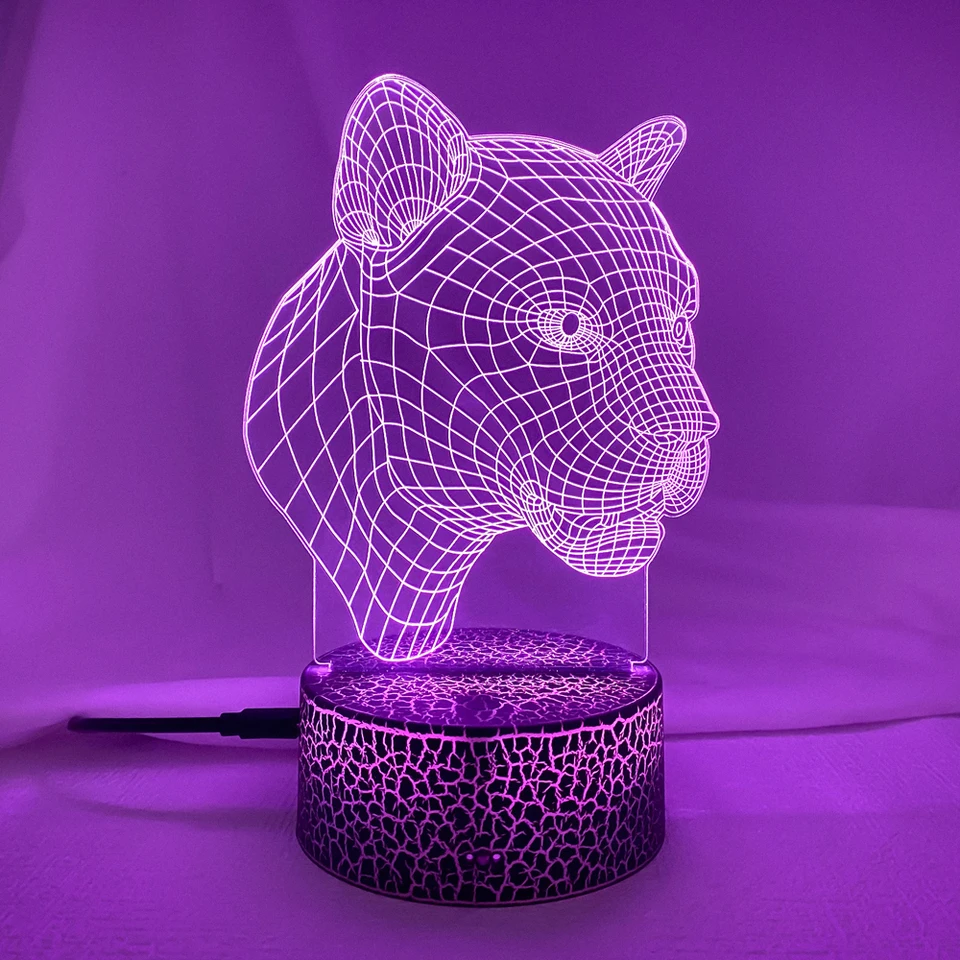 Zvierat 3D leopard ilúzia nočné svetlo farebné LED meniaca sa dotyk diaľkové ovládanie stolová lampa USB Novinka nočná lampa Darčeky pre deti