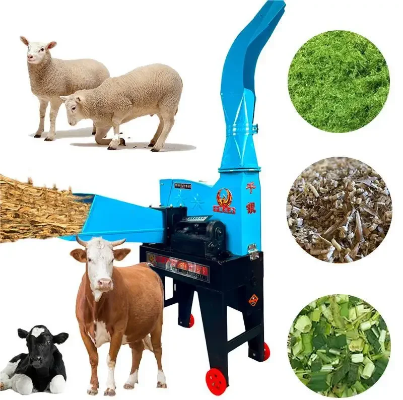 Zvonky Hay Hay Travce Crushing Drliekanie stroja Káblové krmivo Slaby Sirage Chopper Crusher Cutter Machine zvieratá Farma Farma 1,8 ton/h