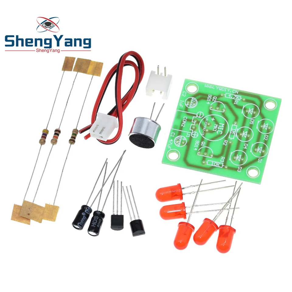 Zvuková riadiaca LED melódia LAMP ELEKTRONICKÉ PRÁCA PRODUKTORY SADE VYPNUTÉ ODPORUJTE 3V-5,5V LED SOUND CONTROL DIY KIT