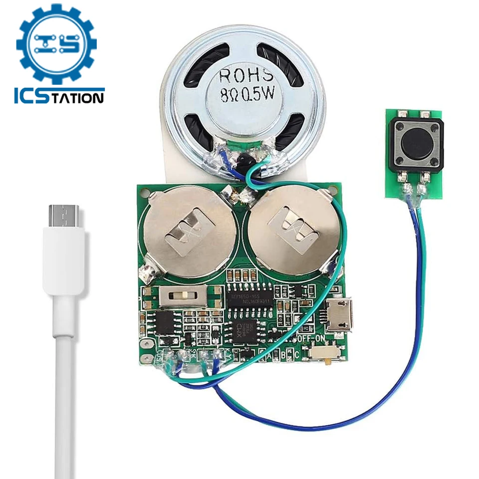 Zvukový nahrávateľný modul DIY zvukový hudobný hlasový prehrávač tlačidla Controlled Board 8M USB Zvukový čip s pohľadom na reproduktor