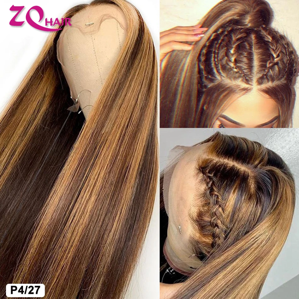 Zvýraznite parochňu 100% ľudských vlasov rovno 13x4 HD čipky predné ľudské vlasové parochne pre ženy Ombre Honey Honey Blonde 13x6 HD Lace Lace čelné parochne