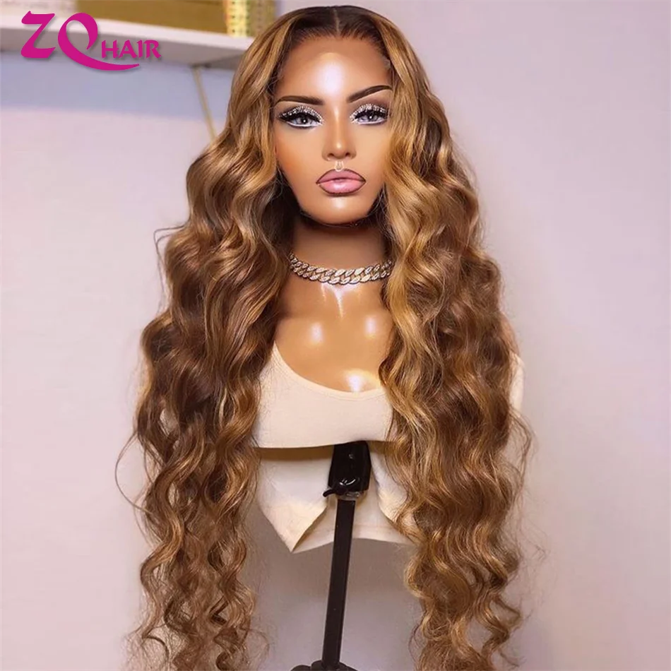 Zvýraznite parochňu Human Hair Body Wave 13x6 HD Lace čelné parochne 100% ľudské vlasy ombre medové medové blondínka 13x4 HD čipka predná parochňa pre ženy
