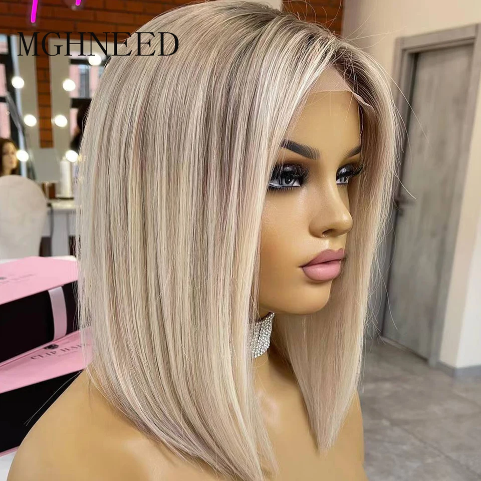 Zvýraznite Časť čipky čelnú parochňu 13x4x1 ľudské vlasové čipky predné parochne pre ženy krátke bobové panenské vlasy prírodné vlasové línie
