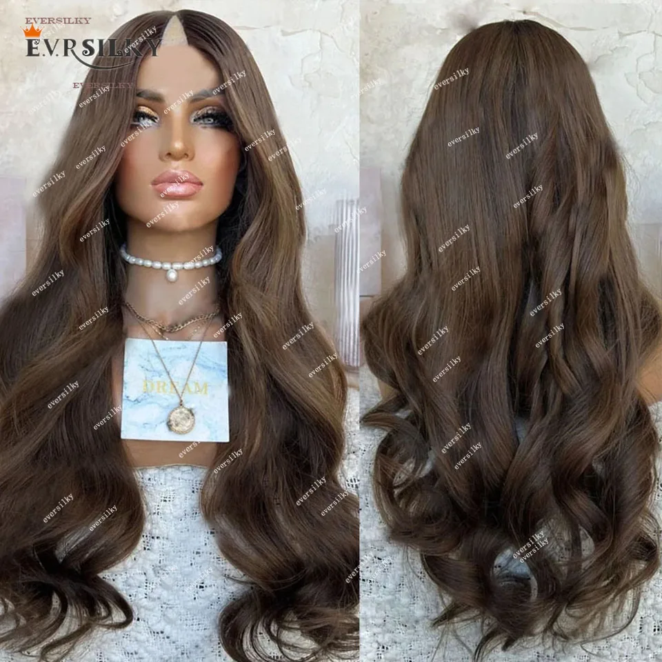 Zvýrazňuje ľahkú čokoládovú hnedú voľnú vlnu v Časť parochne 100% ľudské vlasy ombre gaštan popola blondínka zvlnená zvlnená glueless u tvar úplný koniec