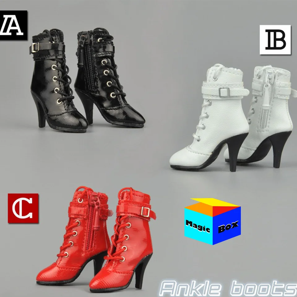 Zytoys 1/6 Zy1009 Módna ženská stredná trubica zips zips kožené členky topánky duté vysoké podpätky Model pre 12 -palcové figúrky tela tela