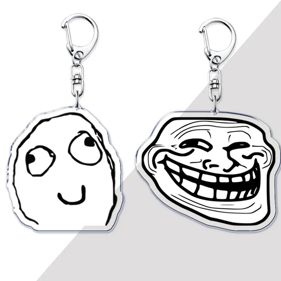 Zábava Troll Face Keychain pre doplnky BAG NO Me Gusta Rage Face Foreveralone prívesok kľúča kľúče prsteň kľúče keyring fanúšikov