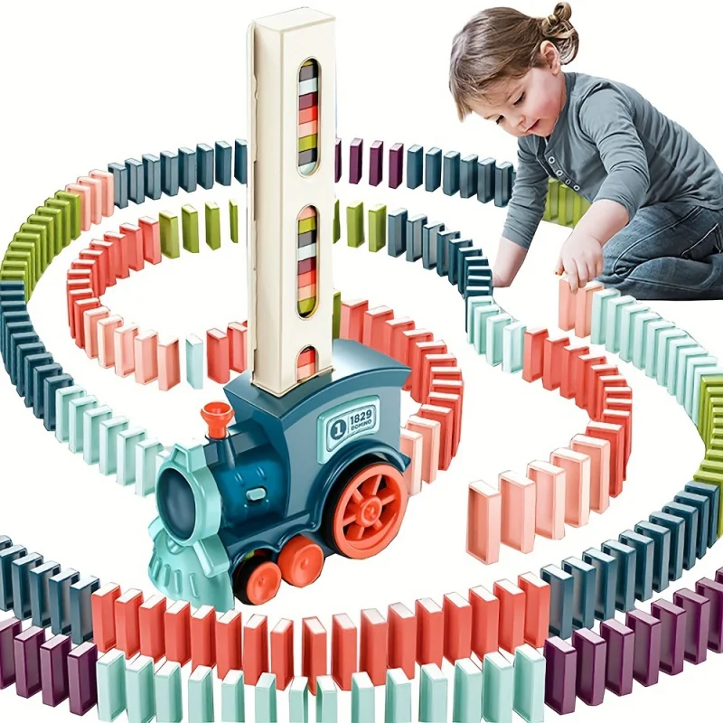 Zábavné a vzdelávacie elektrické vlak Domino Rally Set pre deti - Kreatívne stavebné bloky celé hodiny zábavy!