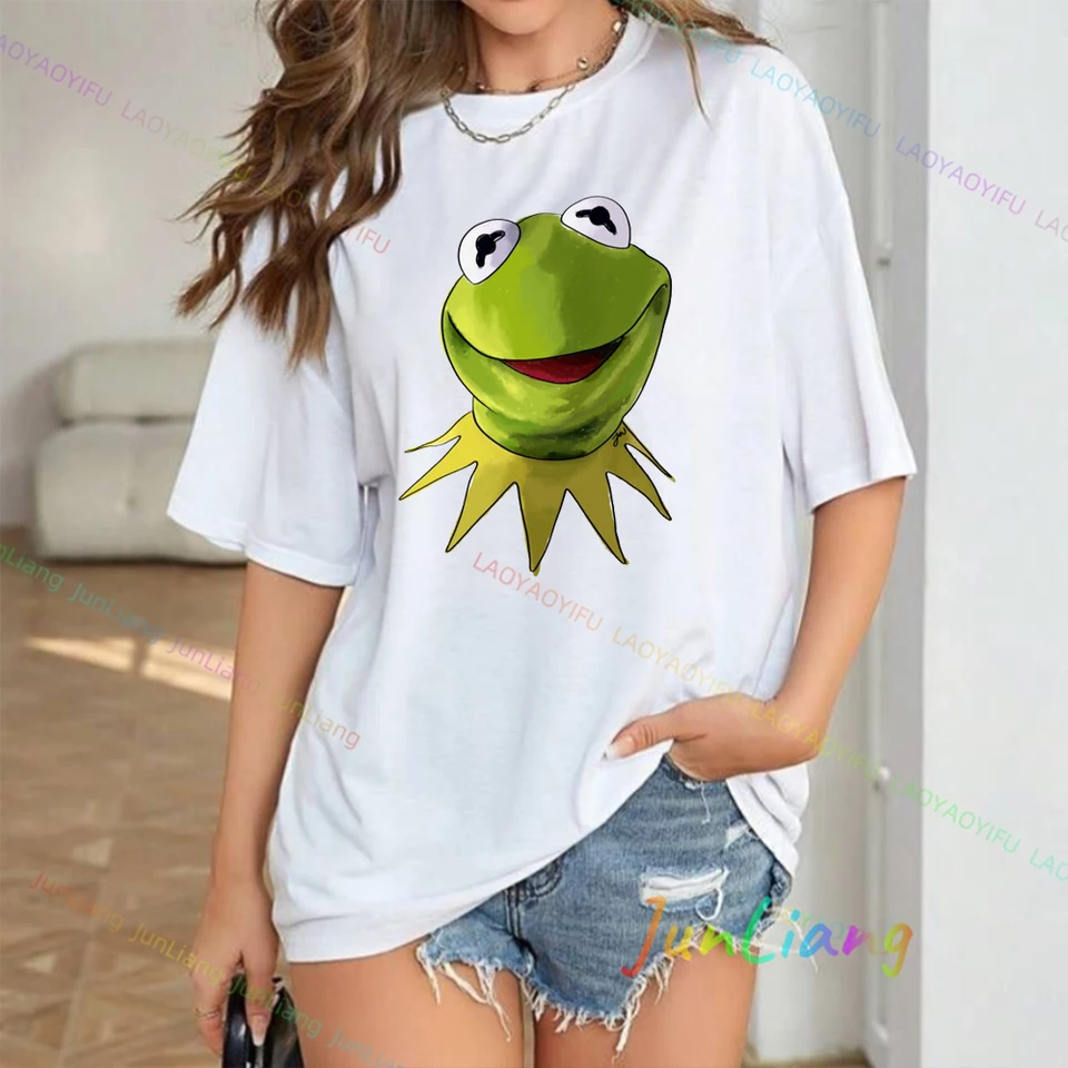 Zábavné retro 90. rokov The Muppets Kermit The Frog T košeľa pre mužov Ženy okrúhle krk Tee estetické oblečenie 100% bavlna y2k vintage top