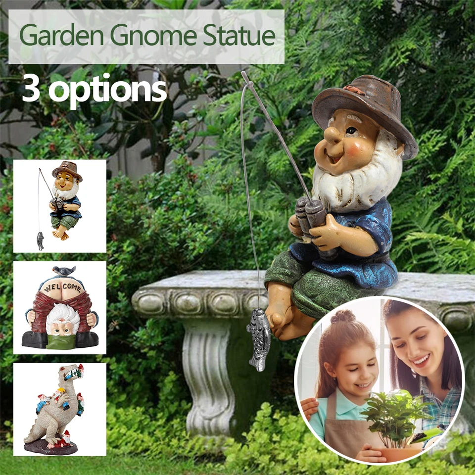 Záhradná socha Gnome Naughty Gnome Figurine Vnútorná vonkajšia živica trpaslíka Domáce ozdoby Domáce ozdoby odolné vodotesné pre dekoráciu trávnika