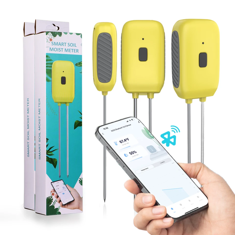 Záhradné bluetooth kompatibilné zincové sondy Zinc Sensor IPX5 Monitoruje pôdnu vlhkosť teplota Alexa Google Assistant Support