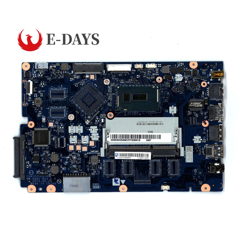 Základná doska pre laptop pre Lenovo IdeaPad 100-15ibd i5-5200U Mainboard NM-A681 UMA DDR3 100% Plne testovaná