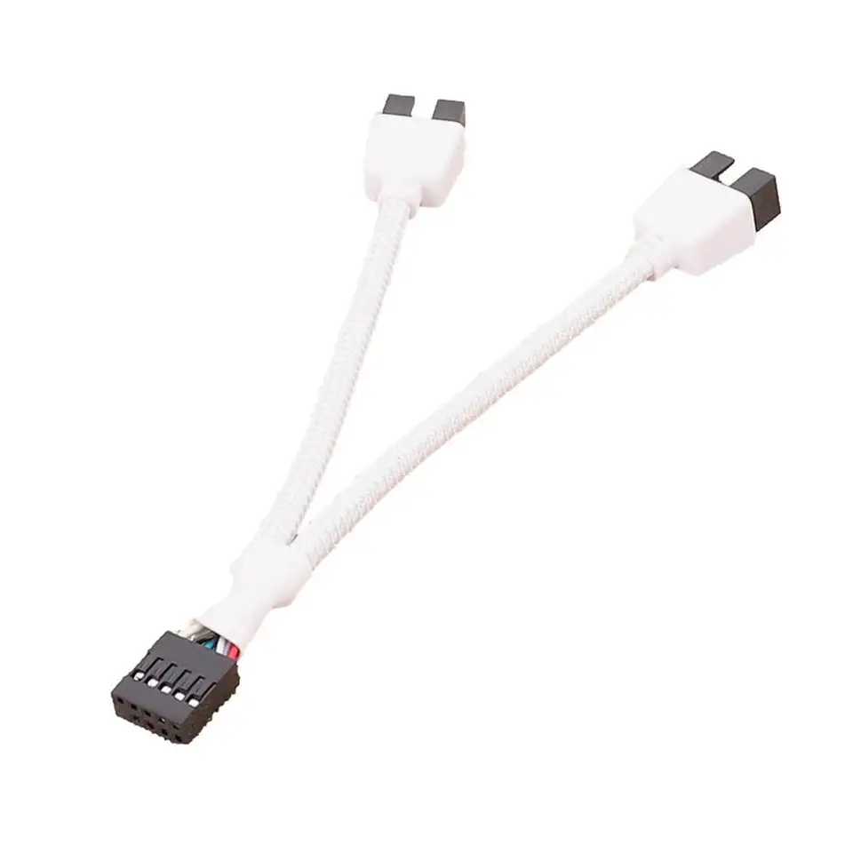 Základná doska USB predlžovací kábel 9 PIN 1 Žena až 2 samec y Splitter Audio HD predlžovací kábel Desktop 9 PIN USB2.0 Konektor nábojov