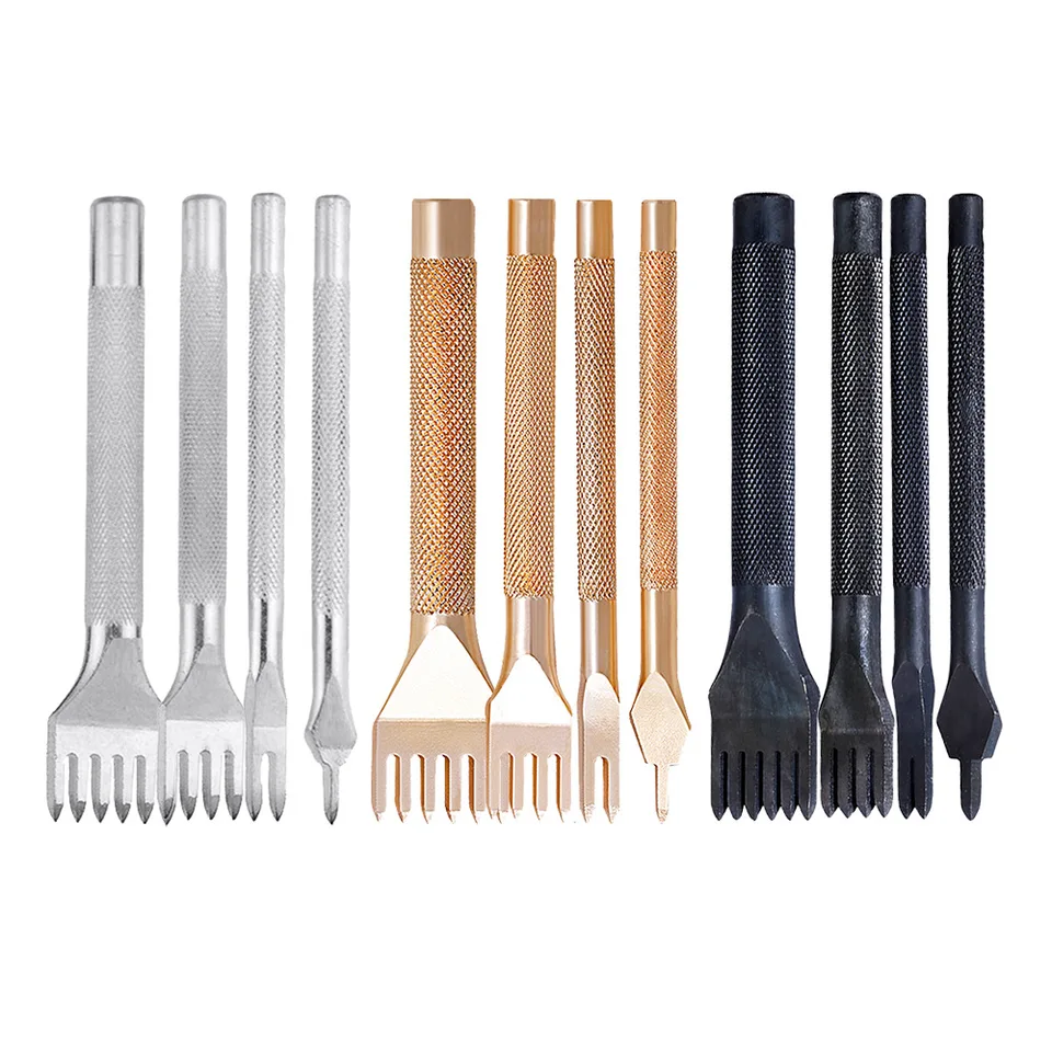 Základná kožená sekáč Diamond Pichnutie železná diera Punch Stitching Leather Craft Tool 3/4/5/6 mm 1-2-4-6 Zuby