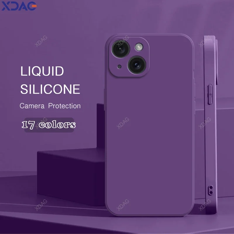 Základné tekuté silikónové puzdro pre Apple iPhone 15 14 13 Pro Max Plus Mini Soft Original 15Plus 14Plus 13mini štvorcový zadný kryt vrecká