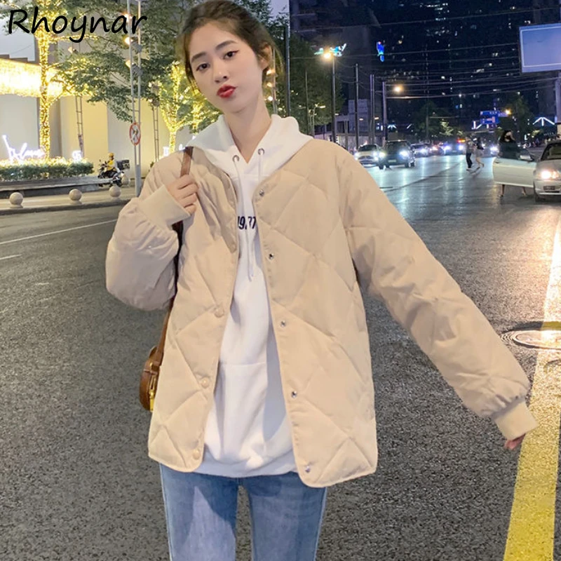 Základný krátky štýl Parky Ženy uvoľnené vintage argyle dizajn jemné minimalistické ženské kabáty zima všetko, čo sa týka pohodlných ins