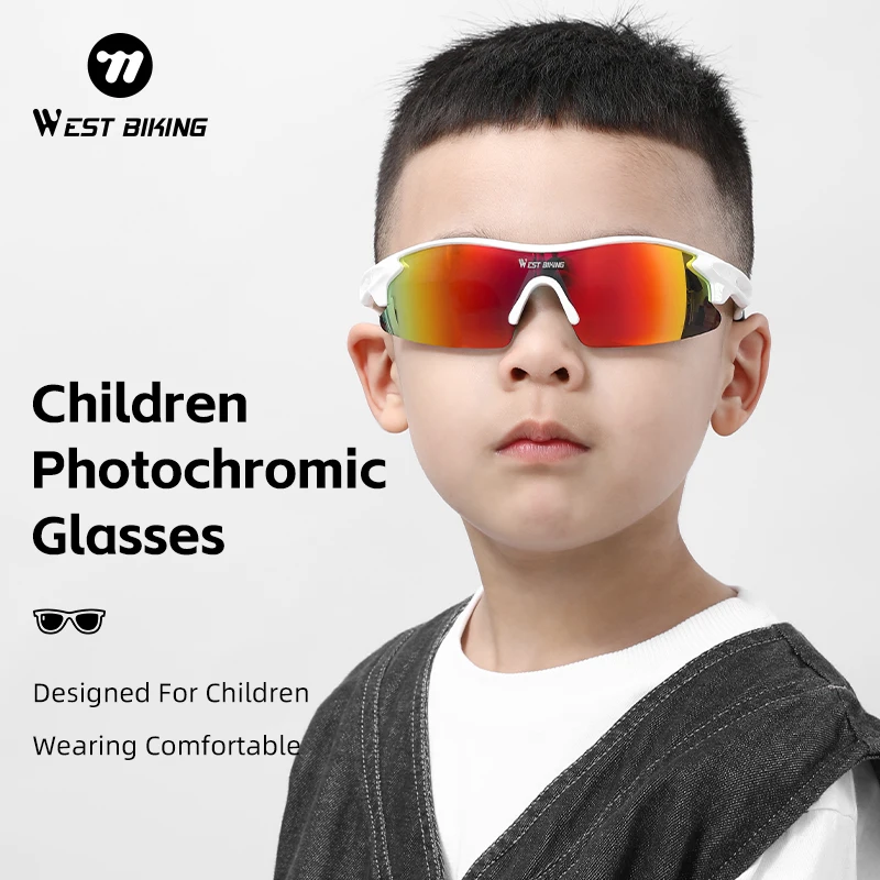Západné cyklistické fotochromatické detské slnečné okuliare Bicykel Cyklistické okuliare Tínedžeri Športové okuliare Boys Dievčatá Windproof Uv400 Goggles