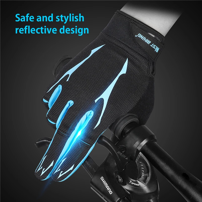 Západné cyklistické rukavice Men Men Ženy Športové gélové rukavice s plným prstom Gele dotyk obrazovky Windproof Warm Mtb Road Rukavice bicyklov