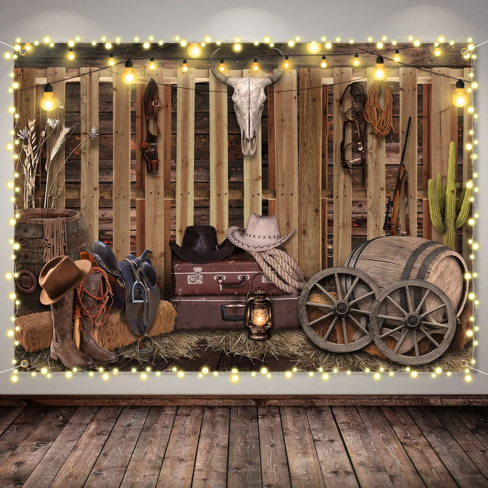 Západné kovbojské pozadie, dekorácie Western Cowboy Party Banner Divoký západ pre fotografie narodeninovej oslavy dekorácie