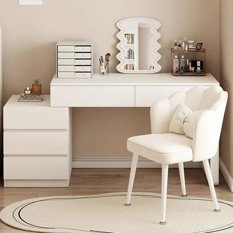 Zásuvky na textúru stoličky dizajn zrkadla zrkadlo Dievča Luxusný toaletný stolík Nordic Modern White Tocador maquillaje nábytok