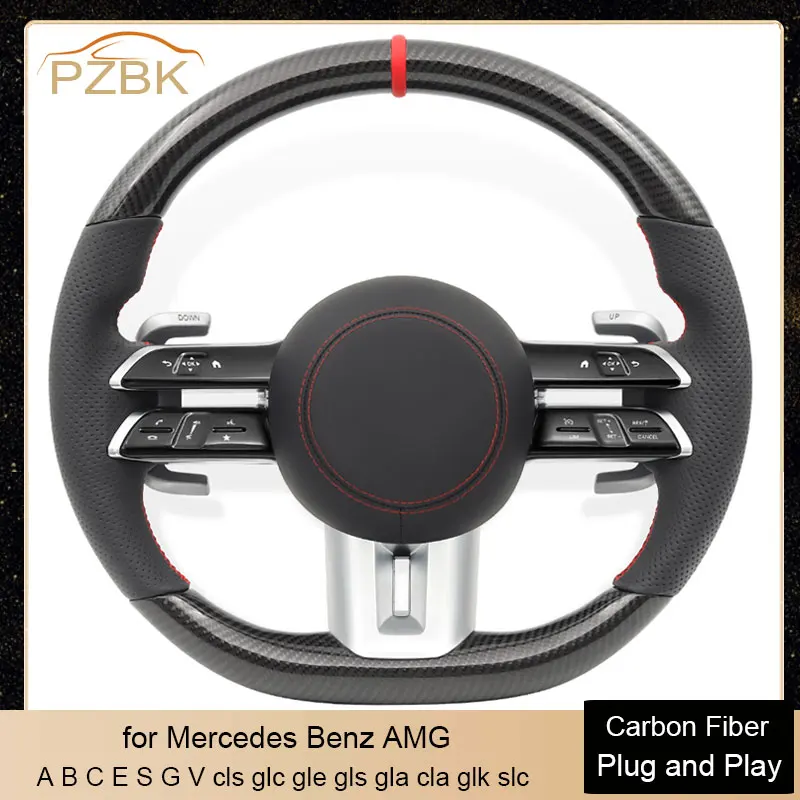 Zátka a hranie volantu uhlíka a hranie pre Mercedes Benz AMG W464 W204 W205 W212 W123 ABCESV CLES CLS GLC GLE GLS GLA CLA