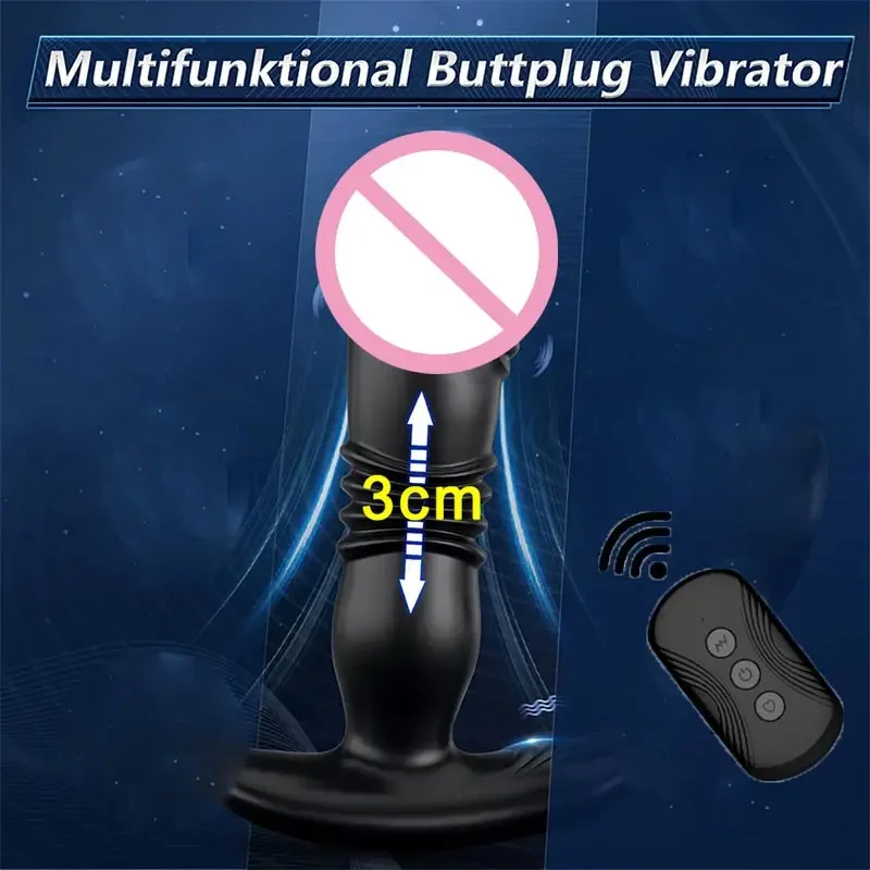 Zátka na zadok bedra s vibráciami 2 v 1 dilatátor Automatický teleskopický cudný klietky Sexuálne hračky pre mužov 4D ženy vibrátor Sein