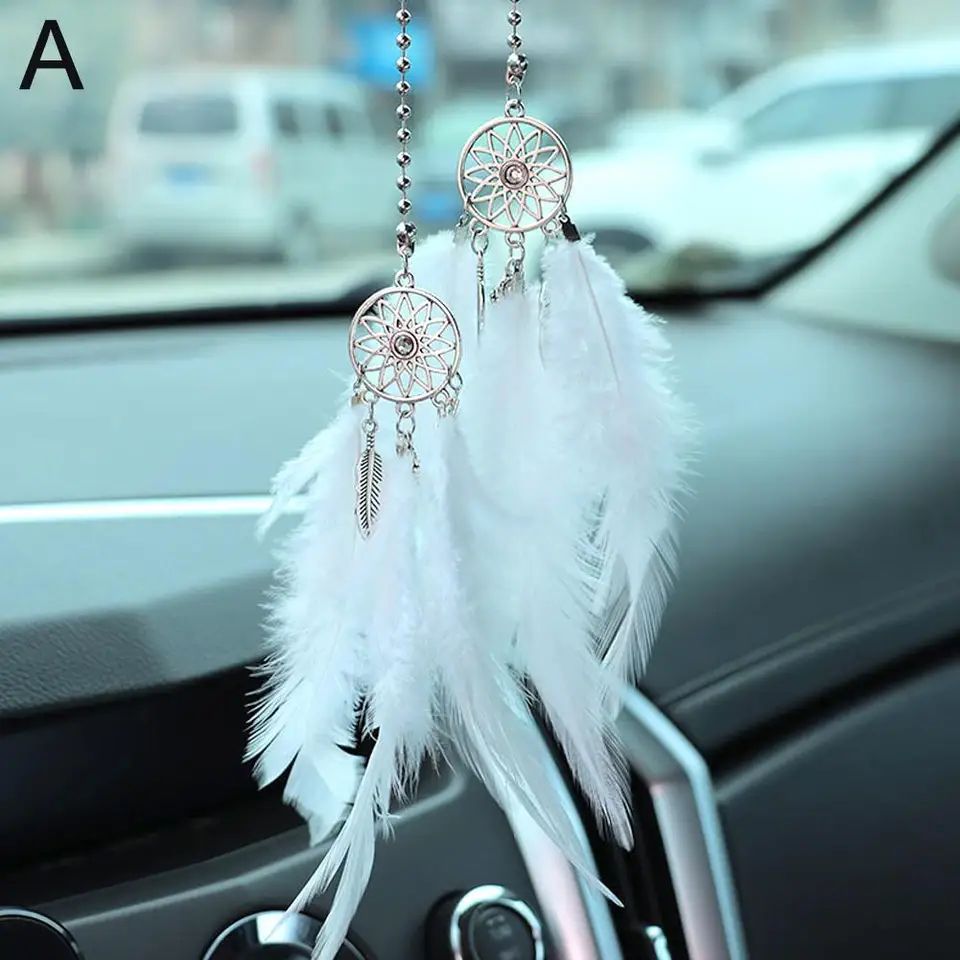 Závesné ozdoby Dream Catcher Car Zadný výhľad zrkadlo veterné zvonkohry stena zavesenie závesu peria dekorácie izby