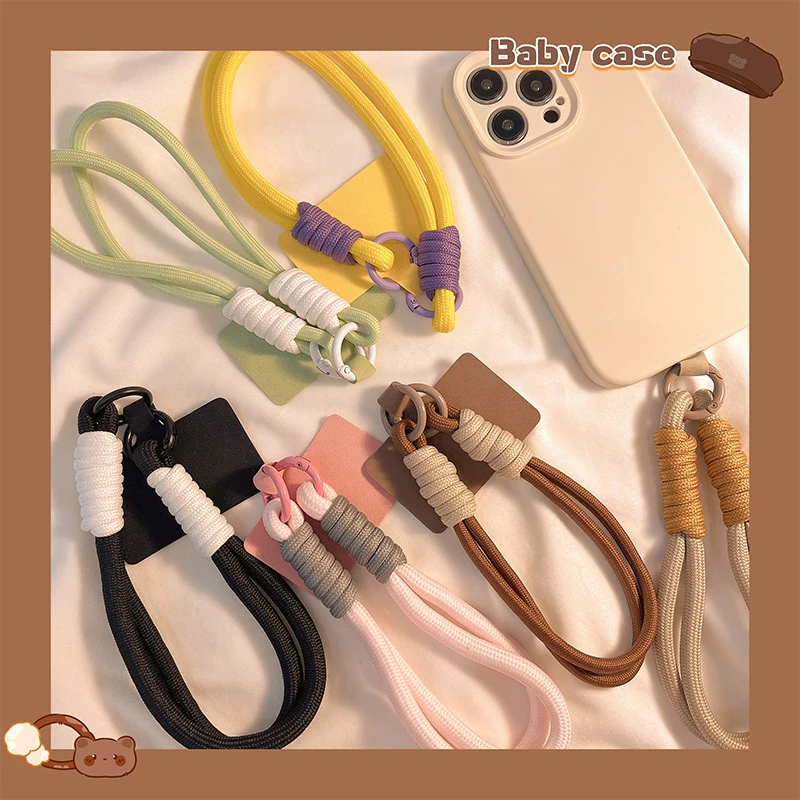 Závesný lanový lano s spacer s spacerom v štýle Braid Braid Mobile Lanyard Fashion Módna farba anti-loss