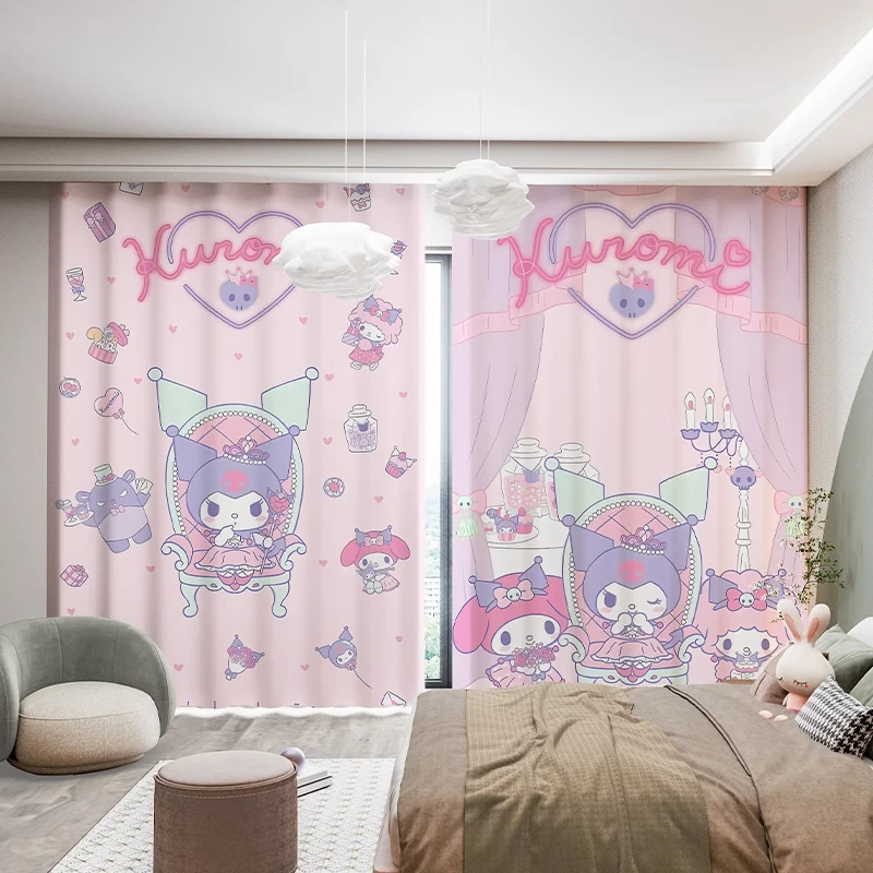 Závesy Moderná fialová Kuromi Little Devil Karika