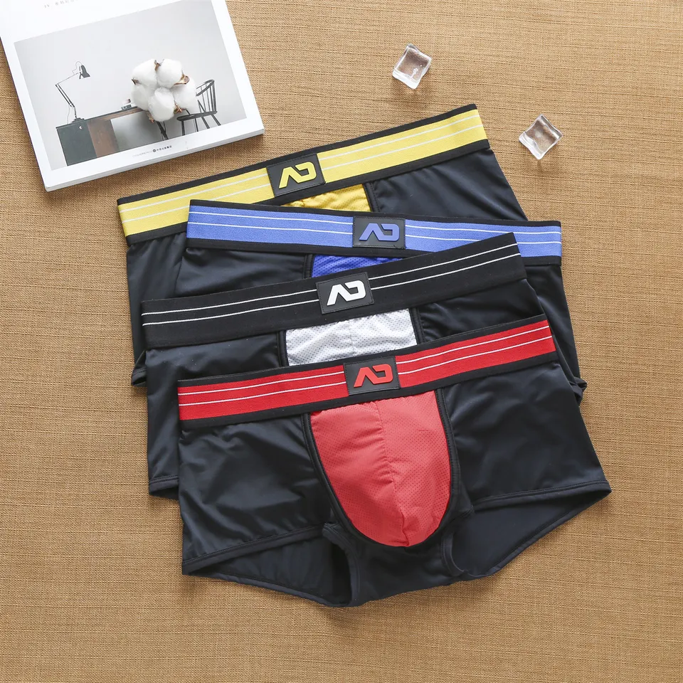 Závislý pánsky hodvábny boxery Pohodlne mlieko hodvábne ôt Priedušné nohavice s nízkym pásom u konvexný jockstrap natiahnuté spodná bielizeň