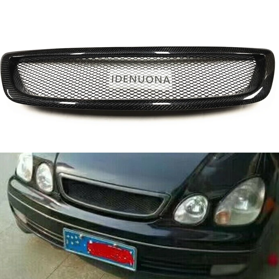Závodné mriežky z prednej mriežky z uhlíkových vlákien pretekárové grily Horná mriežka s kapucňou pre nárazník pre Lexus GS300 GS400 GS430 F Sport 1998-2005
