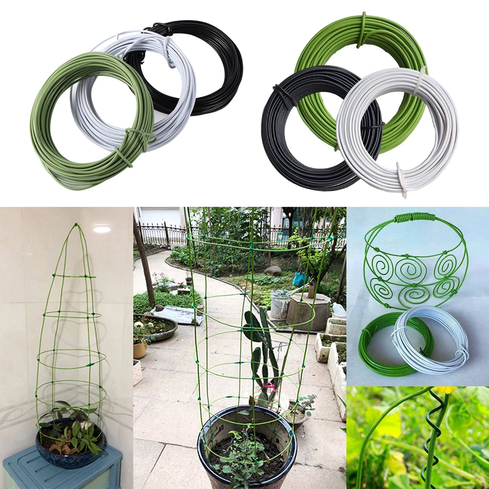 Závodné zväzky Záhrada Záhrada Bendy Podložky Opätovne použiteľné gumové potiahnuté železné káble DIY lezenie viniča kvetina bonsai držiak 10/20 m