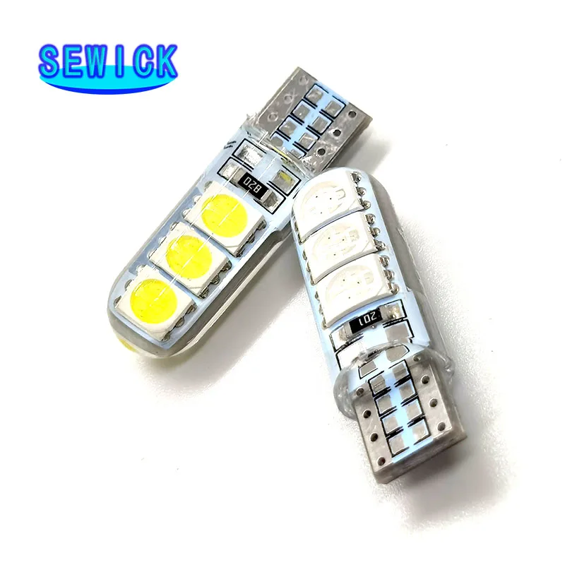 Zľava 100ks T10 194 2825 W5W LED 6 SMD SMD SMD SICICALE Vodotesné svetlo Automatické parkovacie žiarovka Silikónová škrupina Čítanie kupolu Lamp