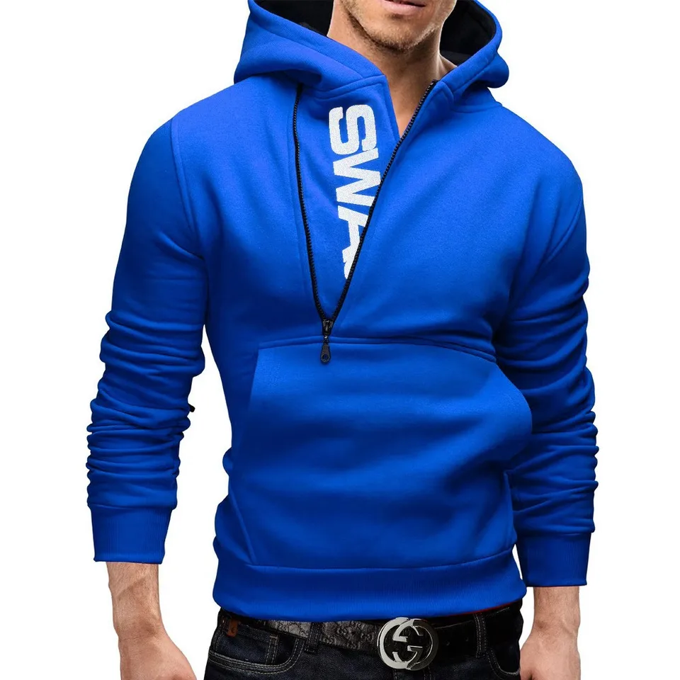 Úplne nová nová pulóverová bočná zips kontrastujúca neformálne s kapucňou Plush Hoodie