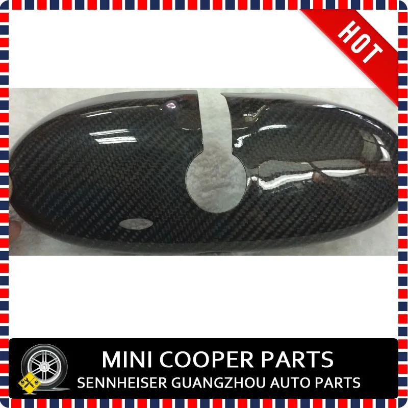 Úplne nové skutočné uhlíkové vlákno v štýle čiernej uhlíkovej farby interiérové ​​zrkadlo pre Mini Cooper R55 R56 R57 R58 R59 R60 R61 (1 ks/set)