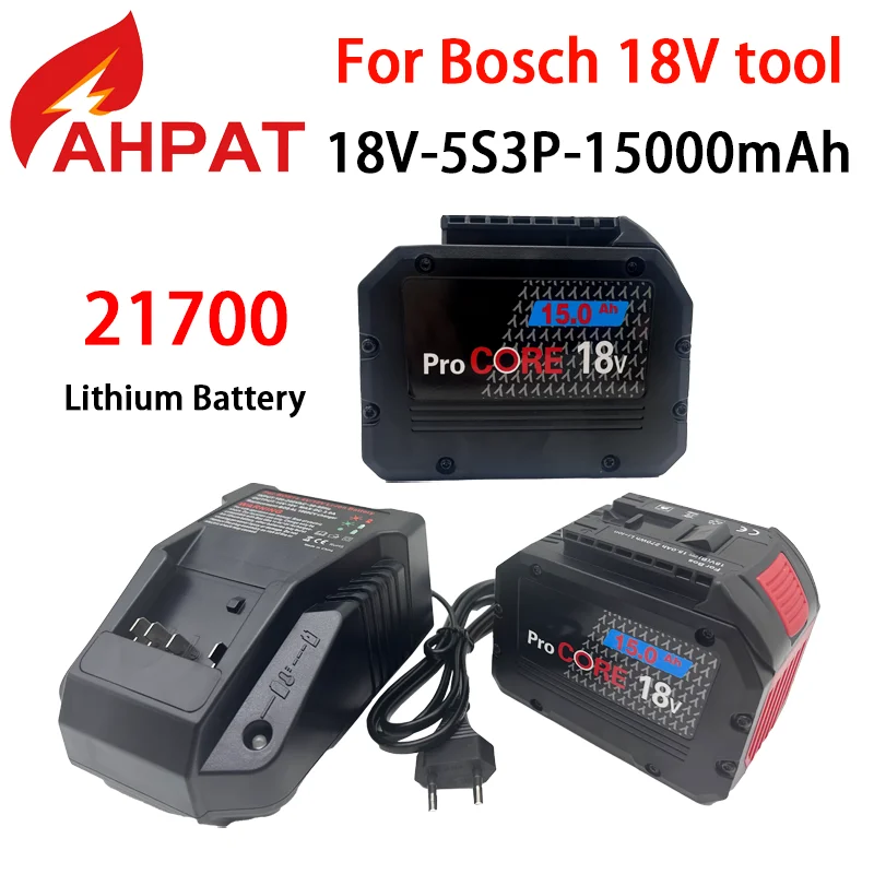 Úplne nový 15Ah pre Bosch Professional 18V 21700 Batéria procore 18V Li-ion Výmena za Bat609 BAT618 s BMS